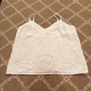 White Embroidered V-Neck Camisole Top never worn